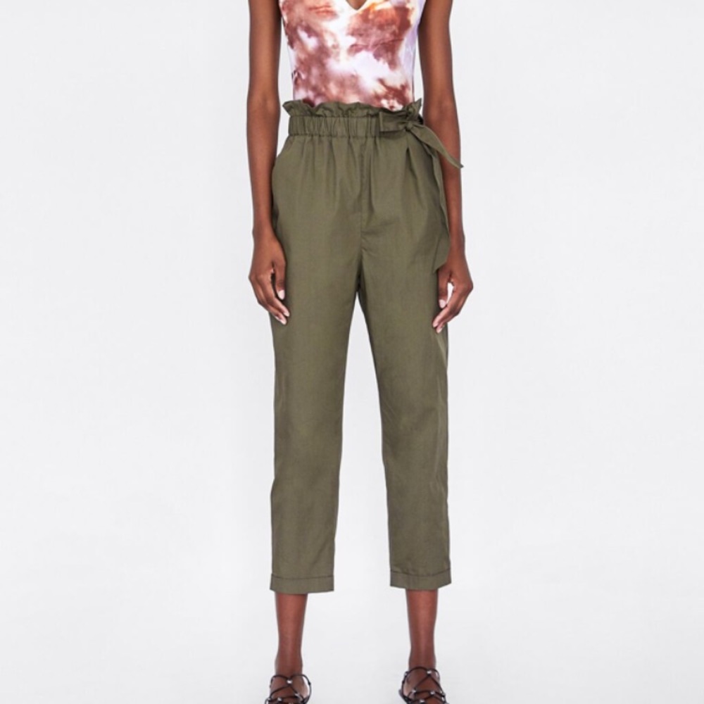 Zara olive green taper pants